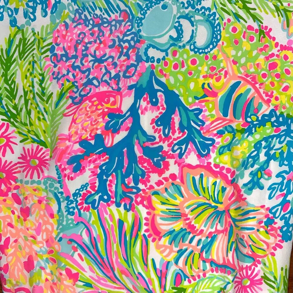 Lilly Pulitzer Dusk Colorful Neon ‘Lovers Coral’ Silk Mini Slip Dress Size M